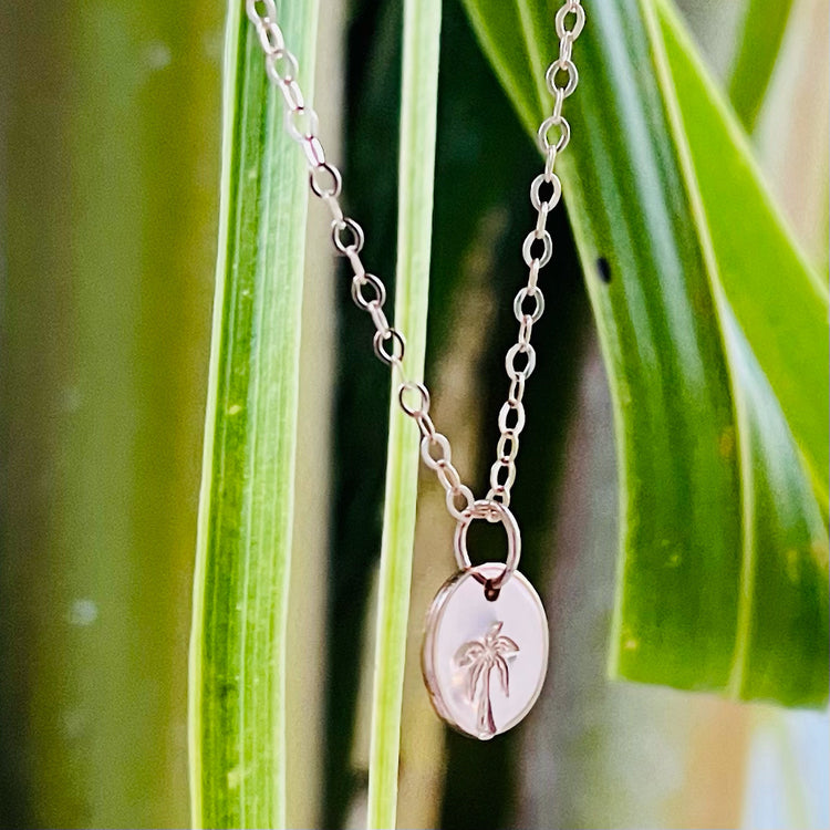 Rose Gold Palm Tree Coin Necklace